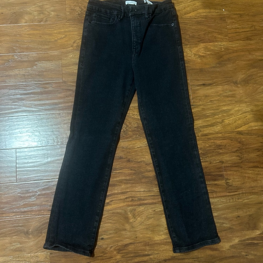 Good American Women's Black Straight Leg Jeans